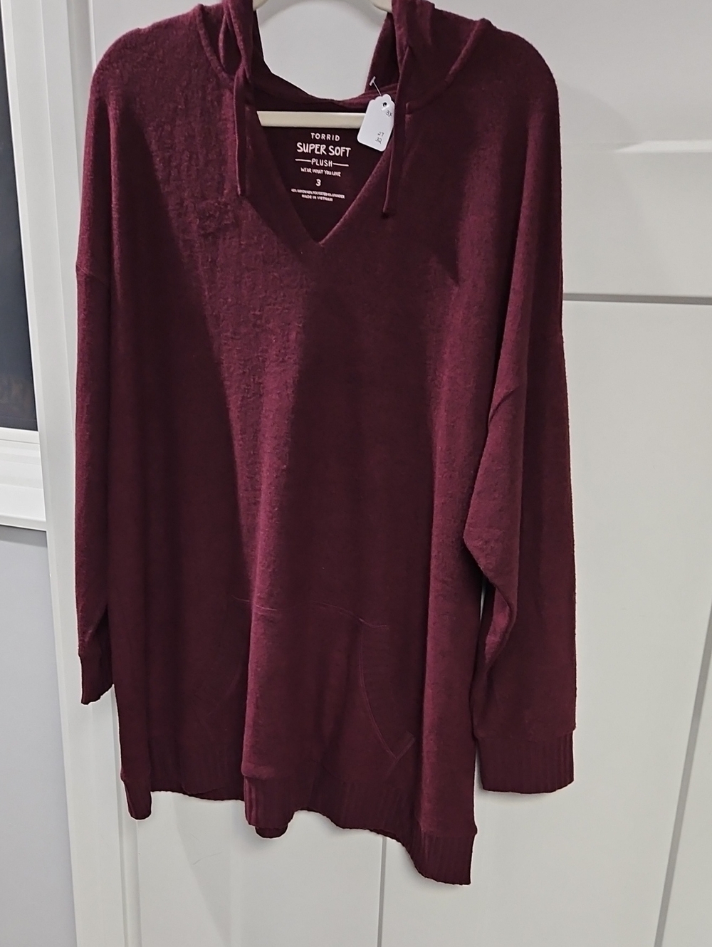 torrid Men's V‑Neck Hoodie Sweater in Maroon